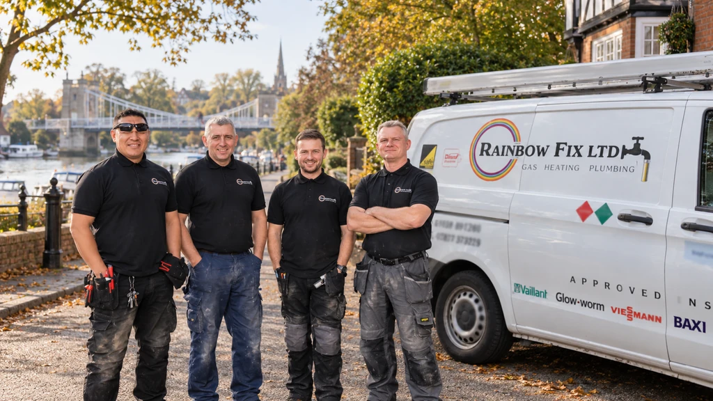 Rainbow Fix Ltd team and branded van beside the Thames in Marlow, Buckinghamshire